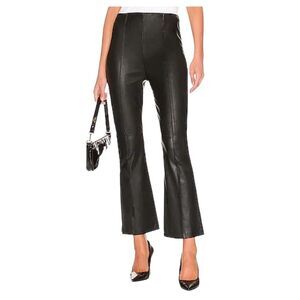 NWT L'academie Revolve Mylie Black Leather High Rise, Flare Pant, Size S